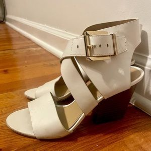 Michael Kors White Leather Strap Sandal (with heel)